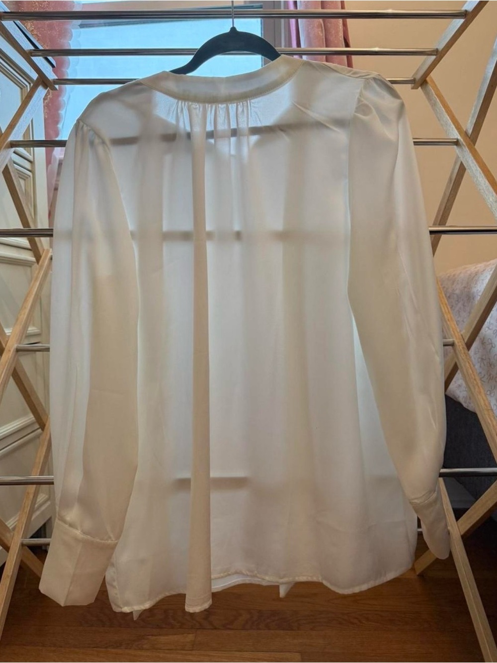 Grace Karin White Sheer Long-Sleeve Blouse